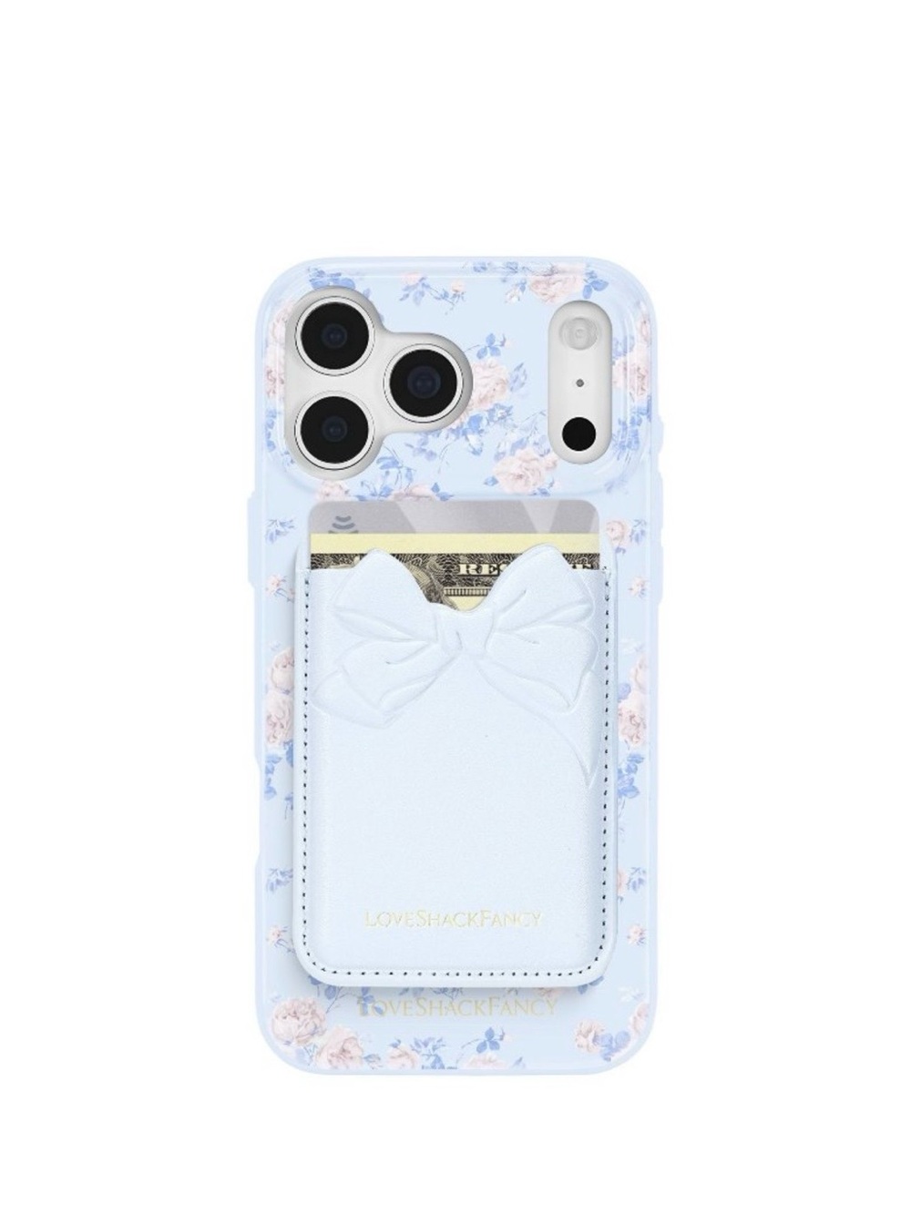 🆕 LoveShackFancy x Target Pastel Blue Floral Adhesive Wallet With Bow